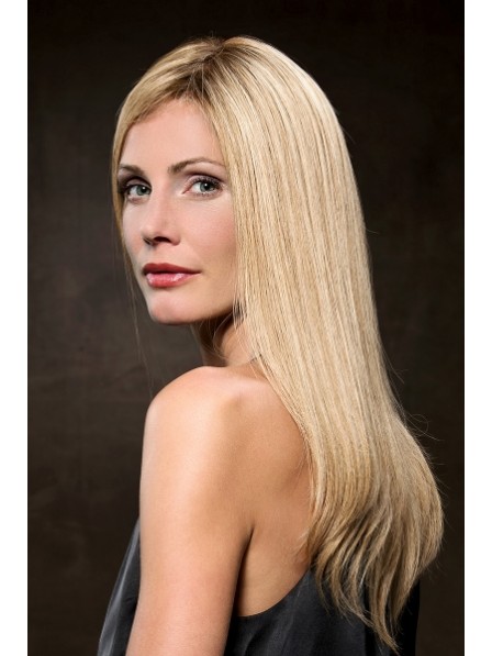 Human Hair Natural Long Straight Blonde Wig