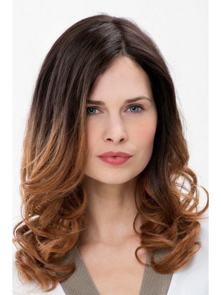 Lace Front Long Human Hair Brown Wig With With Waves