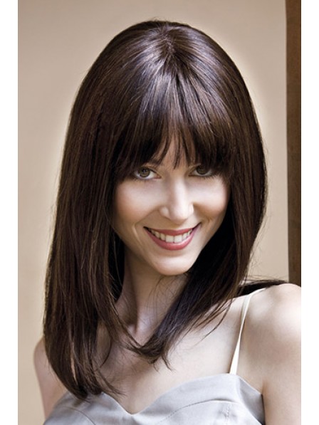 Lace Front Mono Top Brown Straight Human Hair Wig