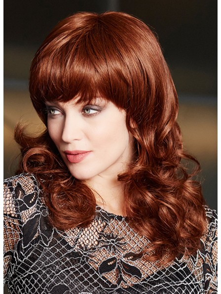 Red Synhtetic Hair Wig with Heavy Bangs