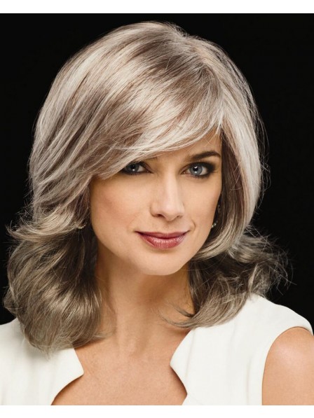 Sophisticated Long Wig With Full Lush Layers And Sweeping Bangs