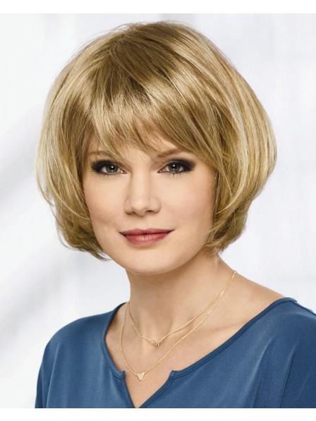 Short Angled Bob Wigs With Feathery Layers