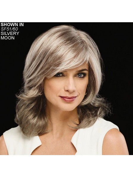 Silver Color Ladies Medium Synthetic Hair Wig