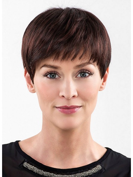 Cropped Hair With Bangs Women Straight Wig