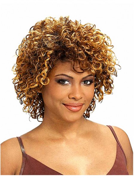 Blonde messy curly capless afro black women's wigs