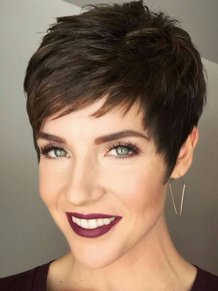 Elegant Lace Front Short Brown Synthetic Celebrity Wigs