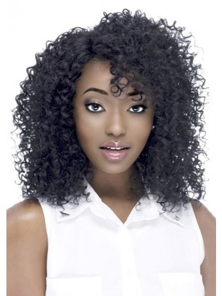 Full Lace Black Curly High Heat Resistant Fiber Wig