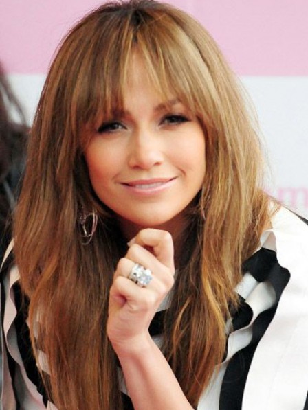 Jennifer Lopez Long Layered Wig With Wispy Bangs - Rewigs.co.uk