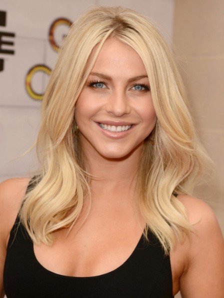 Julianne Hough Blonde Medium Wavy Lace Front Synthetic Hair Wig