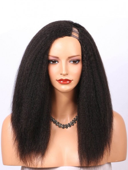 Kinky Straight Brazilian Virgin Hair Middle Part U Part Wigs