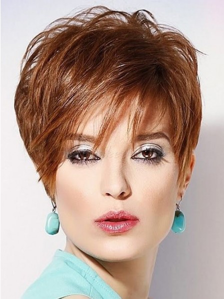 Layered Full Lace Monofilament Pixie Cut Wigs Real Hair For Ladies