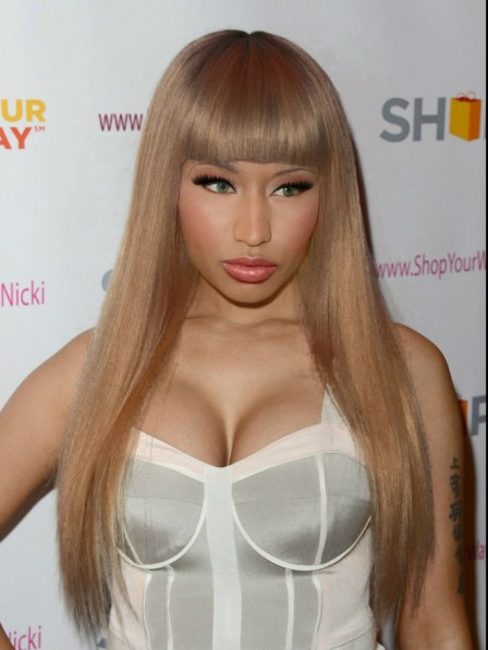 Nicki Minaj Long Straight Synthetic Hair Wig with Bangs