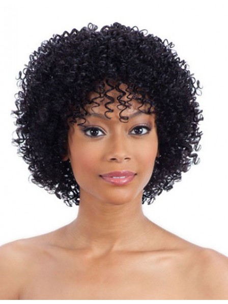 Plump curly chin-length hairstyle women wigs