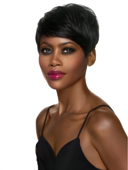 Popular Lace Front Pixie Cut Straight 100% Human Hair Wigs Fast Ship