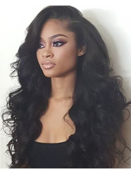 Sexy body wavy thick women's hair lace front wigs human hair
