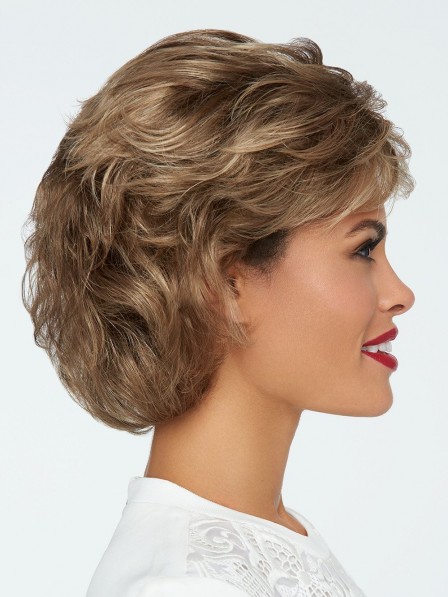 Short Textured Wavy Wigs with Bangs