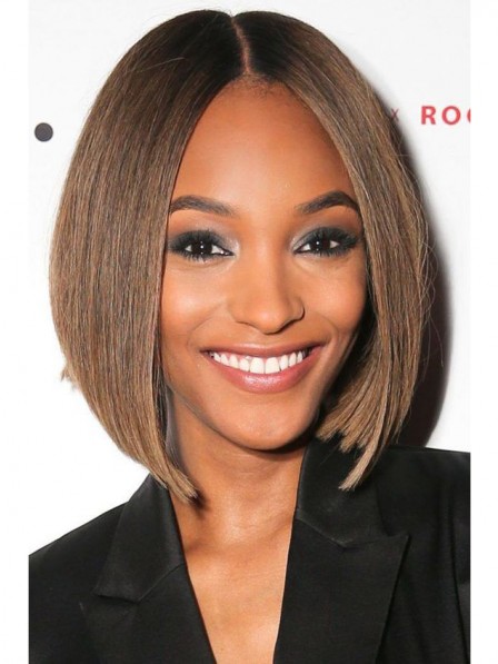 Silky stright bob middle part blonde wigs for black women
