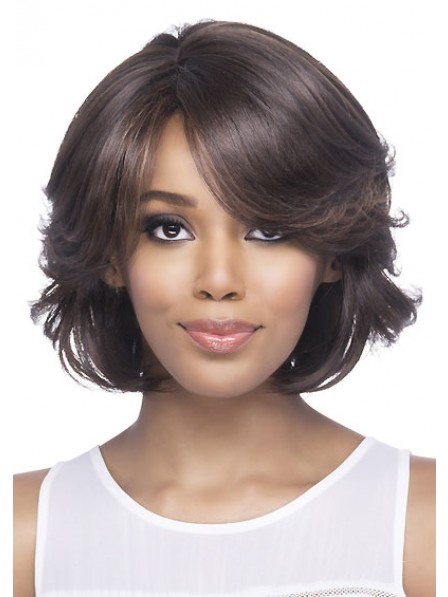 Synthetic Full Bob Sytle Wavy Wig With Bangs