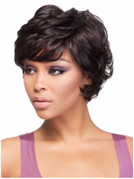 Short Curly Ladies Wig With Bangs