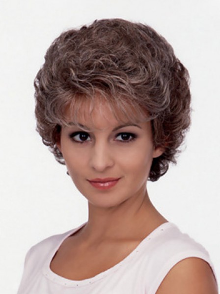 Capless Short Curly Heat Friendly Synthetic Hair Wig With Bangs