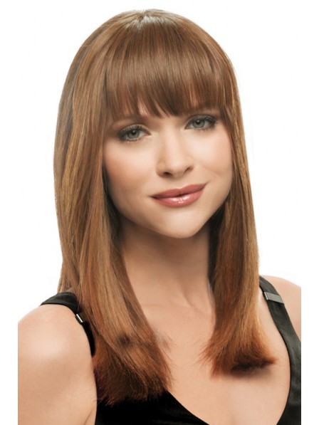 Human Hair Straight Lace Wig With Full Bangs