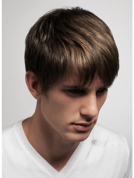 Mens Straight Short Hair Wigs With Bangs