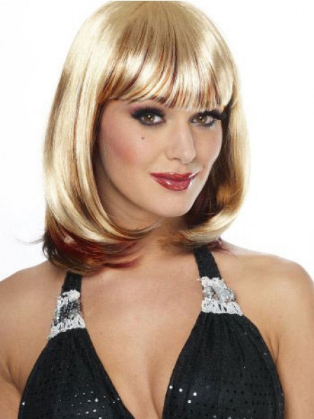 Shoulder Length Synthetic Straight Women Wig With Bangs