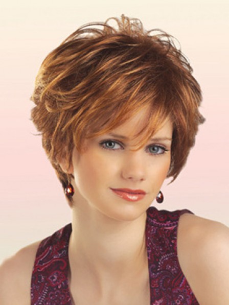 Short Layered Straight Women Wig With Bangs