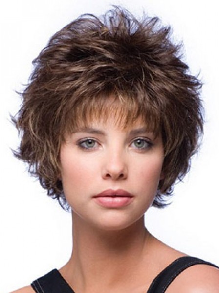 Short Curly Layered Synthetic Wig With Bangs