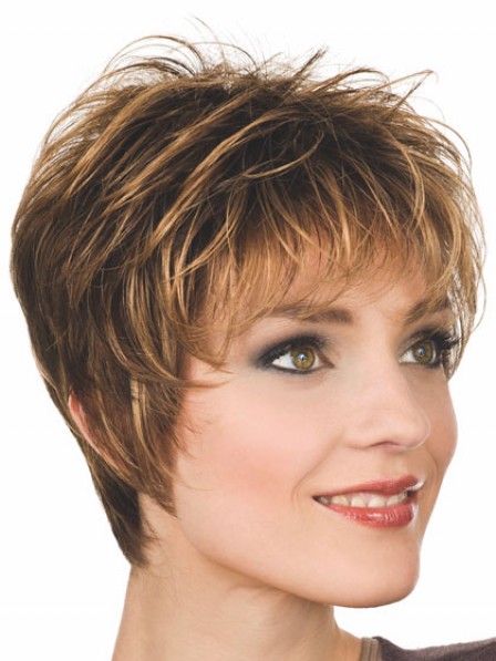 Straight Synthetic Short Layered Women Wig With Bangs