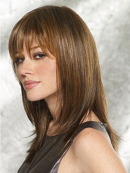 Synthetic Shoulder Length Wigs With Bangs