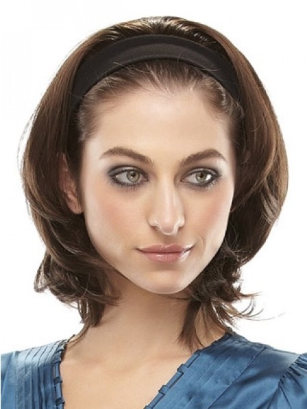 Short 3/4 Wig Natural Straight Women Hair Headband