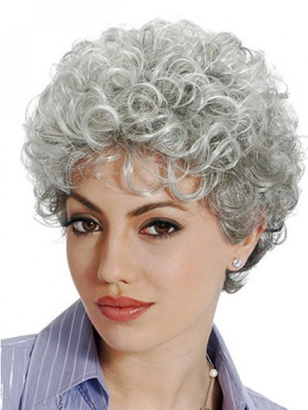Classic Style With Soft Curly Grey Wig