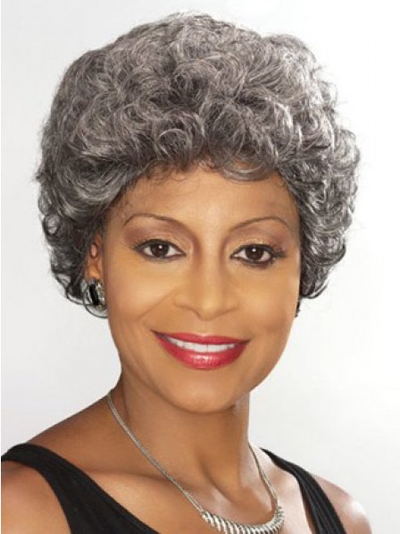 Grey Short Curly Synthetic Hair Wigs For Women