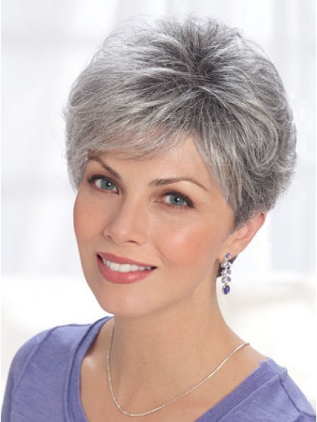 Curly Synthetic Short Grey Hair Wigs