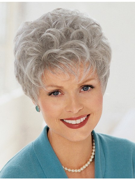 Cropped Grey Curly Hair Wigs For Women