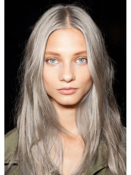 Long Grey Lace Front Straight Wig