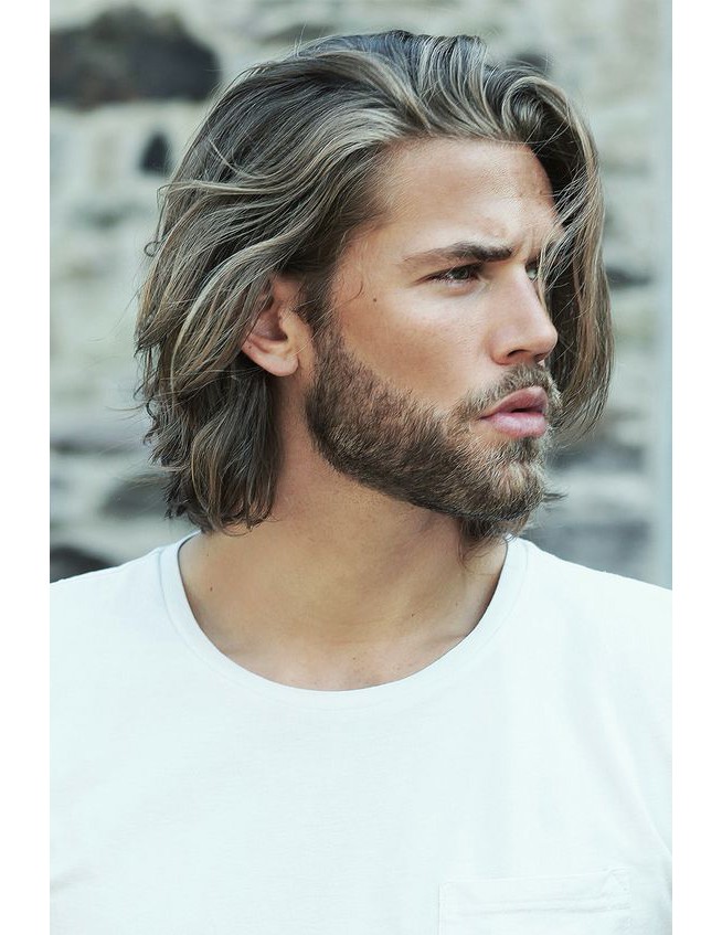 Men's Grey Stright Synthetic Hair Wigs Capless
