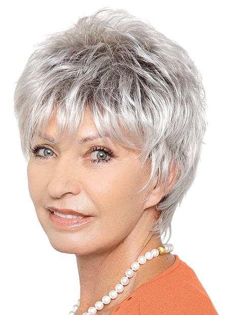 Grey Short Layered Capless Synthetic Wigs