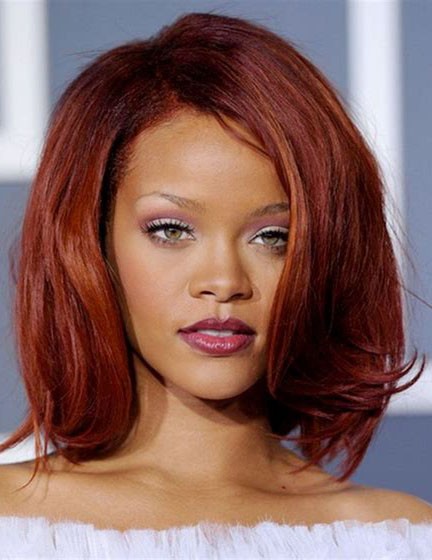Rihanna's Synthetic Bob Hair Wig Lace Front Mono Top Hairstyle