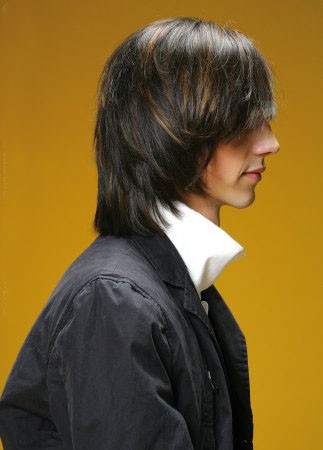 Shoulder Length Straight Mens Hair Wigs With Bangs