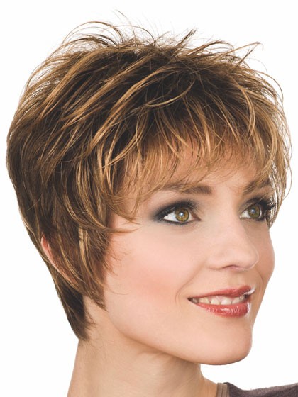 Straight Synthetic Short Layered Women Wigs With Bangs