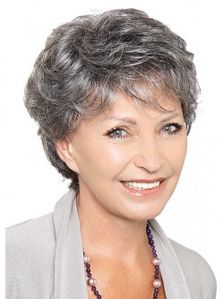 Natural Look Grey Wigs For Older Ladies - Fashion Short Grey Wigs For ...