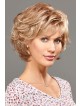 Chin Length Platinum Blonde Curly Wig with Bangs