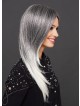 Fashion Long Straight Lace Front Mono Top Grey Wig