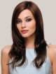 Long Brown Straight Human Hair Lace Front Mono Top Wig