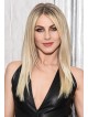 Long Straight Human Hair Blonde Wig With Middle Part