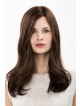 Natural Look Long Human Hair Wigs With Light Brown