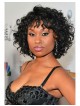 Black Color 100% Human Hair Full Lace Wigs with bangs