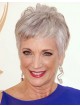 Celebrity Style Short Pixie Cut Grey Hair Wig With Bangs